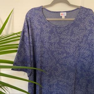 LuLaRoe Irma Blue with Gray Floral Pattern